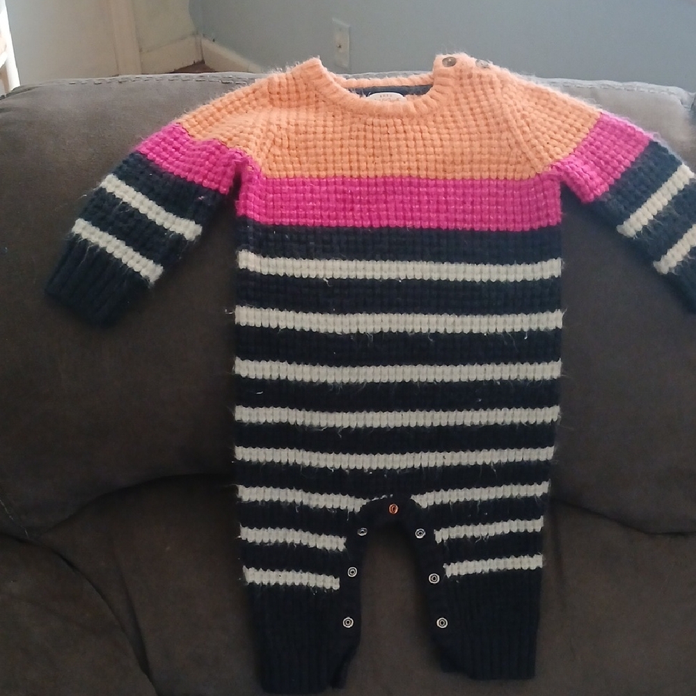 Cat & Jack Pink and Orange Striped Knit Footie